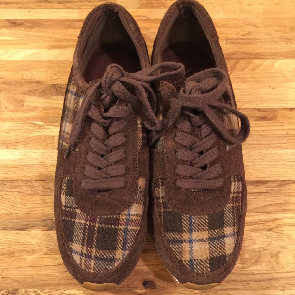 Bella-Vita brown & blue plaid sneakers, size 9